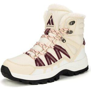 Women’s Beige Waterproof Lace Up Anti-Slip Warm Snow Booties Sneakers